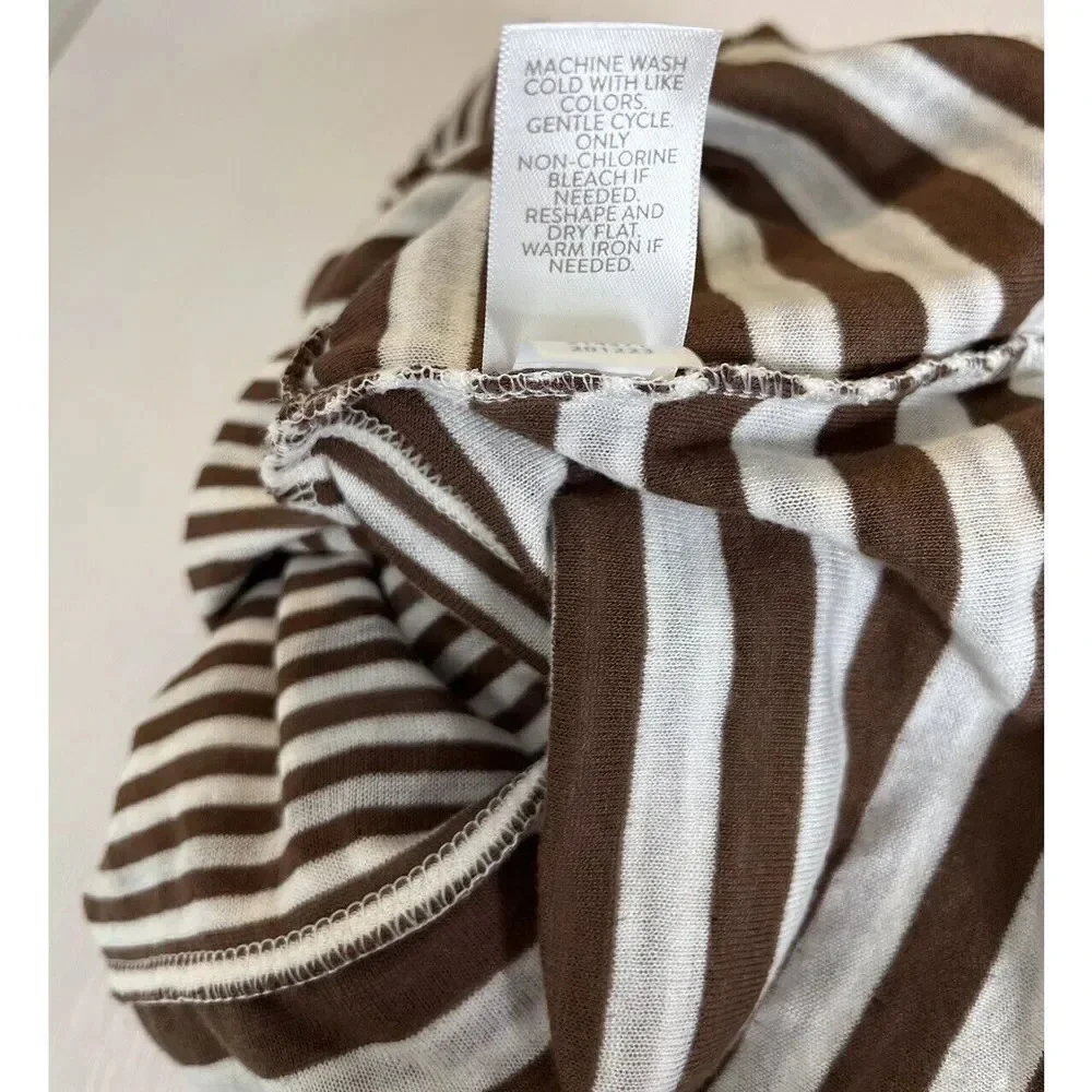 J Jill Womens Tunic Shirt Top Size XSMALL Brown White Mixed Stripe 3/4 Sleeve - Picture 9 of 9